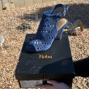 Reba Blue Peep-Toe Heels